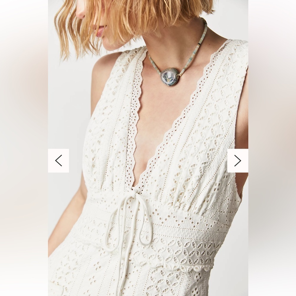 NEW Free People Running Through My Mind Midi Ivory Floral Eyelet Dress L - Picture 5 of 15